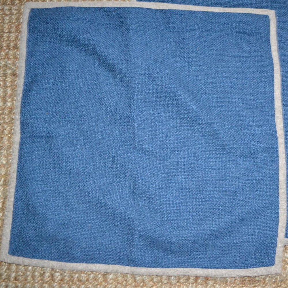 Blue Pottery Barn Basketweave 100% Cotton Blue/Tan 20x20 Pillow Cover 20x20